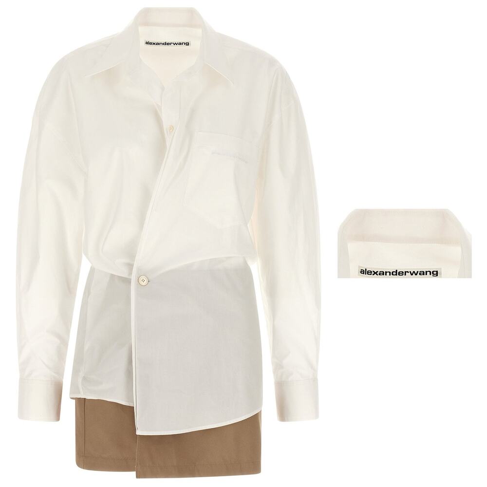 Alexander Wang Wrap Mini Dress Shirt Twill Layered Party Preppy Fall Academia L